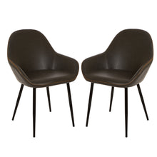 Load image into Gallery viewer, Mid-Century Modern Gray Leatherette Dining Armchair, Set of 2
