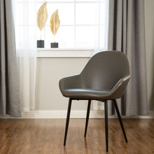 Load image into Gallery viewer, Mid-Century Modern Gray Leatherette Dining Armchair, Set of 2