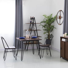 Load image into Gallery viewer, 29.53"H Industrial Steel Hairpin Leg Dining Table with Elm Wood Top