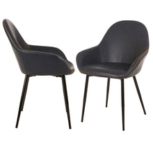 Load image into Gallery viewer, Mid-Century Modern Navy Blue Leatherette Dining Armchair, Set of 2