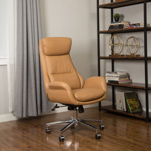 Load image into Gallery viewer, Adjustable High-Back Office Chair Executive Swivel Chair PU Leather, Camel