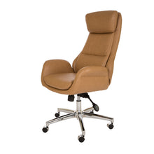Load image into Gallery viewer, Adjustable High-Back Office Chair Executive Swivel Chair PU Leather, Camel