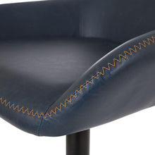 Load image into Gallery viewer, Mid-Century Modern Navy Blue Leatherette Gaslift Adjustable Swivel Bar Stool, Set of 2