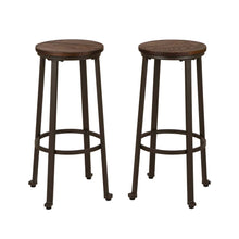 Load image into Gallery viewer, Rustic Steel Pub Bar Table and Stools with Elm Wood Top (1 Tabel+2 Stools)