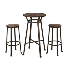 Load image into Gallery viewer, Rustic Steel Pub Bar Table and Stools with Elm Wood Top (1 Tabel+2 Stools)