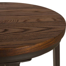 Load image into Gallery viewer, Rustic Steel Pub Bar Table and Stools with Elm Wood Top (1 Tabel+2 Stools)