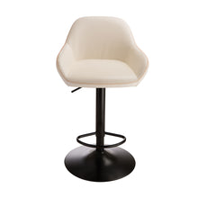 Load image into Gallery viewer, Mid-Century Coconut Milk White Leatherette Gaslift Adjustable Swivel Bar Stool, Set of 2