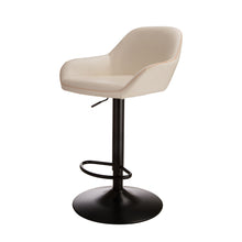 Load image into Gallery viewer, Mid-Century Coconut Milk White Leatherette Gaslift Adjustable Swivel Bar Stool, Set of 2