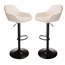 Load image into Gallery viewer, Mid-Century Coconut Milk White Leatherette Gaslift Adjustable Swivel Bar Stool, Set of 2