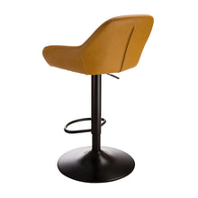 Load image into Gallery viewer, Mid-Century Modern Mustard Yellow Leatherette Gaslift Adjustable Swivel Bar Stool, Set of 2