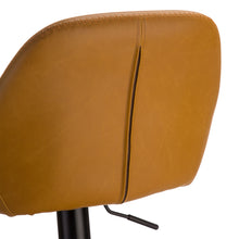 Load image into Gallery viewer, Mid-Century Modern Mustard Yellow Leatherette Gaslift Adjustable Swivel Bar Stool, Set of 2