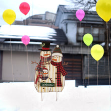 Load image into Gallery viewer, Glizhome 29.92"H Metal Snowman Family Yard Stake or Wall Decor with Plaid Scarfs