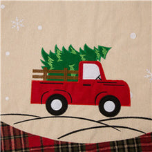 Load image into Gallery viewer, 48"D Fabric Christmas Tree Skirt - Red Truck