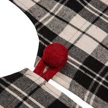 Load image into Gallery viewer, 48"D Black White Plaid Fabric Christmas Tree Skirt with Red Trim