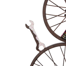 Load image into Gallery viewer, 33.98"H Metal Bike Wheel Snowman with Plaid Scarf Porch Decor