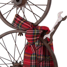 Load image into Gallery viewer, 33.98"H Metal Bike Wheel Snowman with Plaid Scarf Porch Decor