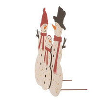 Load image into Gallery viewer, 29.92"H Rusty Metal Snowman Family Yard Stake or Standing Décor or Wall Décor