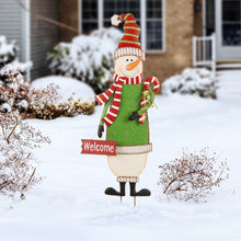 Load image into Gallery viewer, 36.02"H Metal Snowman Yard Stake or Standing Decor or Wall Décor (Three Functions)