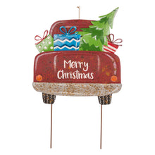 Load image into Gallery viewer, 31.89"H Rusty Metal Christmas Truck Yard Stake or Standing Décor or Wall Décor