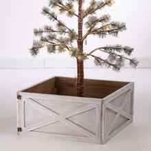 Load image into Gallery viewer, 22.09"L Washed White Wooden Christmas Tree Collar