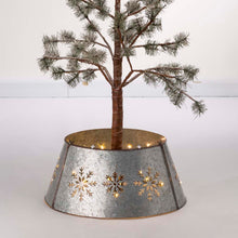 Load image into Gallery viewer, 21.65"D Snowflake Diecut Metal Tree Collar with Light String