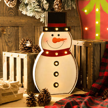 Load image into Gallery viewer, 19.76"H Marquee LED Lighted Snowman Sign Holiday Decoration