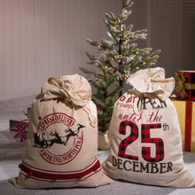 Load image into Gallery viewer, S/2 36"H Lighted Burlap Gift Sack with Wordings (10 LEDs)