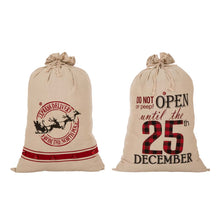 Load image into Gallery viewer, S/2 36"H Lighted Burlap Gift Sack with Wordings (10 LEDs)