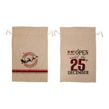 Load image into Gallery viewer, S/2 36"H Lighted Burlap Gift Sack with Wordings (10 LEDs)