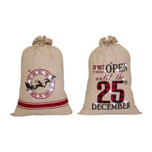 Load image into Gallery viewer, S/2 36"H Lighted Burlap Gift Sack with Wordings (10 LEDs)