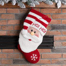 Load image into Gallery viewer, 20" Handmade Hooked 3D Santa Christmas Stocking Ho Ho