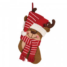 Load image into Gallery viewer, 19"L Handmade Hooked 3D Reindeer Christmas Stocking