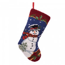 Load image into Gallery viewer, Hooked Snowman Christmas Stocking 19", 1 Piece(Red, Blue, White)