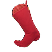 Load image into Gallery viewer, 19" Handmade Hooked Red Boot Christmas Stocking
