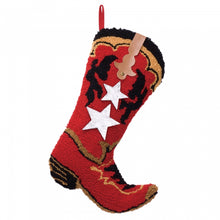 Load image into Gallery viewer, 19" Handmade Hooked Red Boot Christmas Stocking