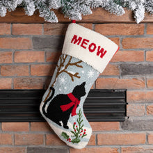 Load image into Gallery viewer, 19" Handmade Hooked Cat Christmas Stocking