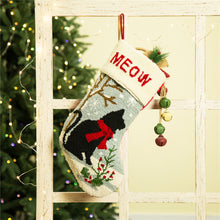 Load image into Gallery viewer, 19" Handmade Hooked Cat Christmas Stocking