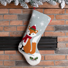 Load image into Gallery viewer, 19 Inch Handmade Hooked Fox Christmas Stocking