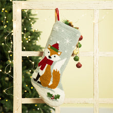 Load image into Gallery viewer, 19 Inch Handmade Hooked Fox Christmas Stocking