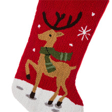 Load image into Gallery viewer, 19 Inch Handmade Hooked Reindeer Christmas Stocking