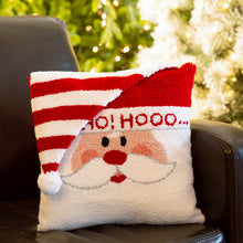 Load image into Gallery viewer, 14" x 14" Handmade Hooked Santa Christmas Throw Pillow