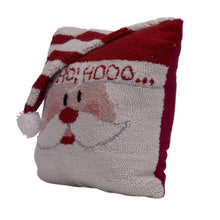 Load image into Gallery viewer, 14" x 14" Handmade Hooked Santa Christmas Throw Pillow
