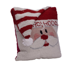 Load image into Gallery viewer, 14" x 14" Handmade Hooked Santa Christmas Throw Pillow