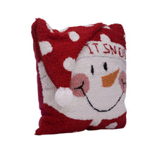Load image into Gallery viewer, 14" x 14" Handmade Hooked Snowman Christmas Throw Pillow