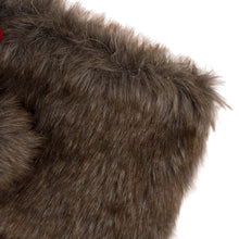 Load image into Gallery viewer, 21"L Fur Black/Red Buffalo Plaid Stocking