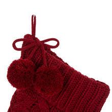Load image into Gallery viewer, 24"L Knitted Polyester Christmas Stocking w/Pom Pom Ball - Red