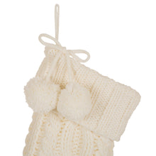 Load image into Gallery viewer, 24"L Knitted Polyester Christmas Stocking w/Pom Pom Ball - White