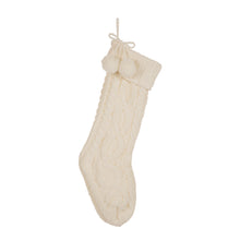 Load image into Gallery viewer, 24"L Knitted Polyester Christmas Stocking w/Pom Pom Ball - White