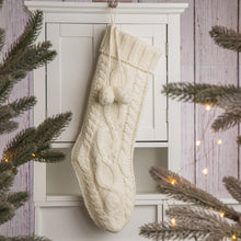 Load image into Gallery viewer, 24"L Knitted Polyester Christmas Stocking w/Pom Pom Ball - White