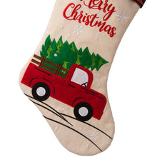 Load image into Gallery viewer, 21''L Embroidered Linen Christmas Stocking - Red Truck